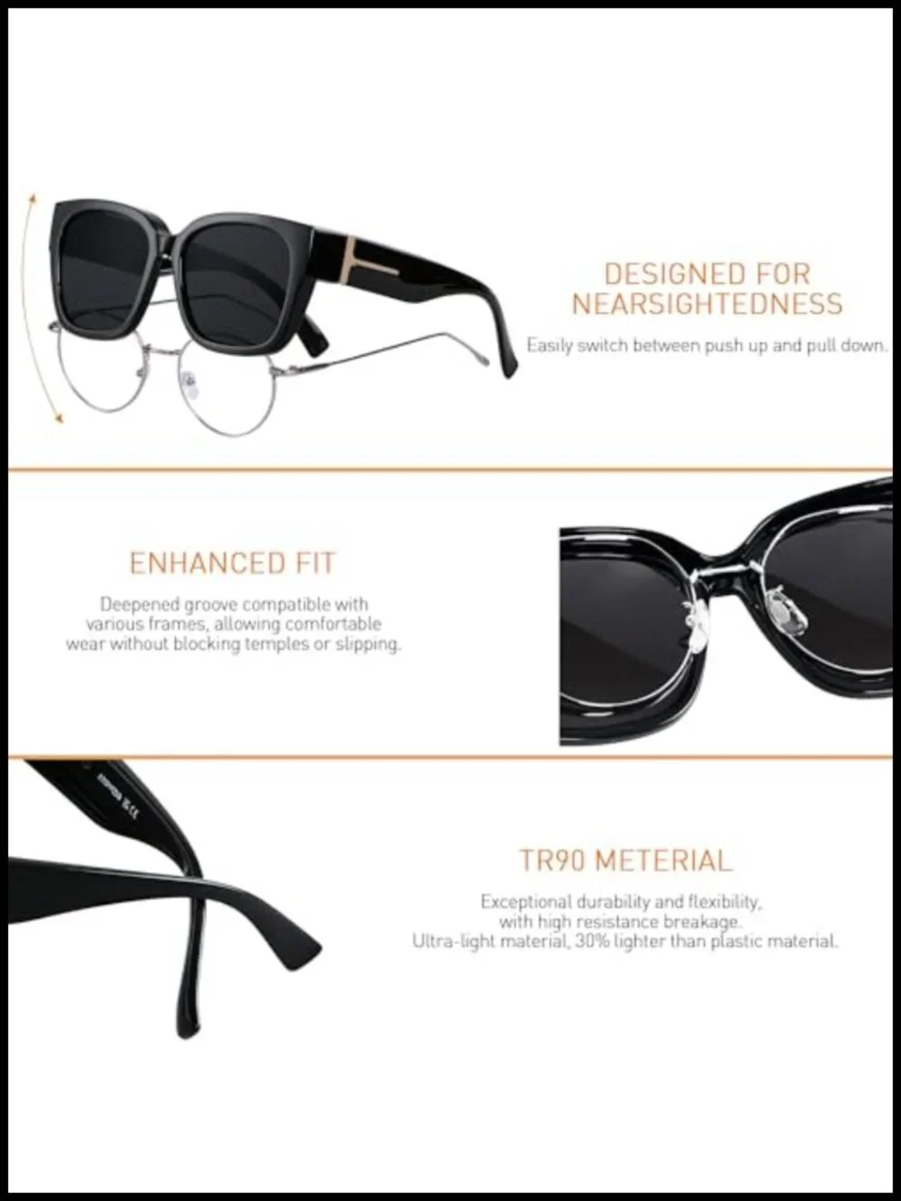 Polarized Fit Over Glasses Sunglasses Oversized Square UV400 TR90